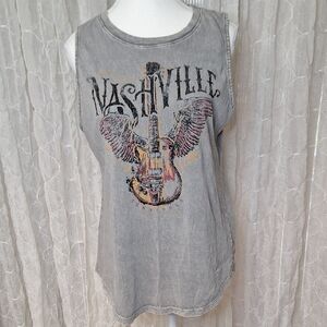 Hrt & Luv Boutique 100% Cotton Gray Nashville Tennessee Mineral Wash Graphic Tee